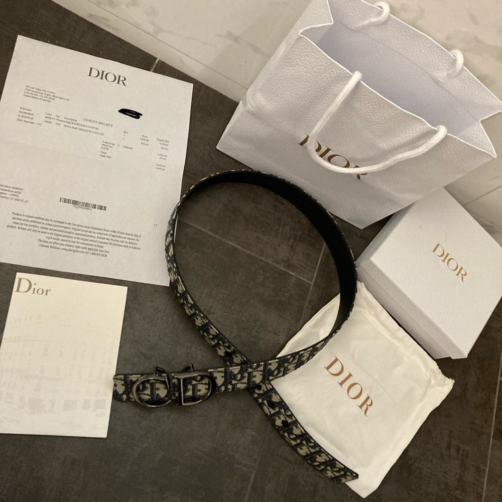 Dior Jacquard Canvas Belt Unisex Size 32